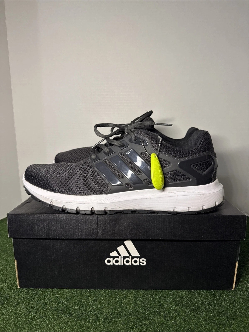 Adidas Men’s Grey Mesh Running Sneakers with White Sole BA7520
